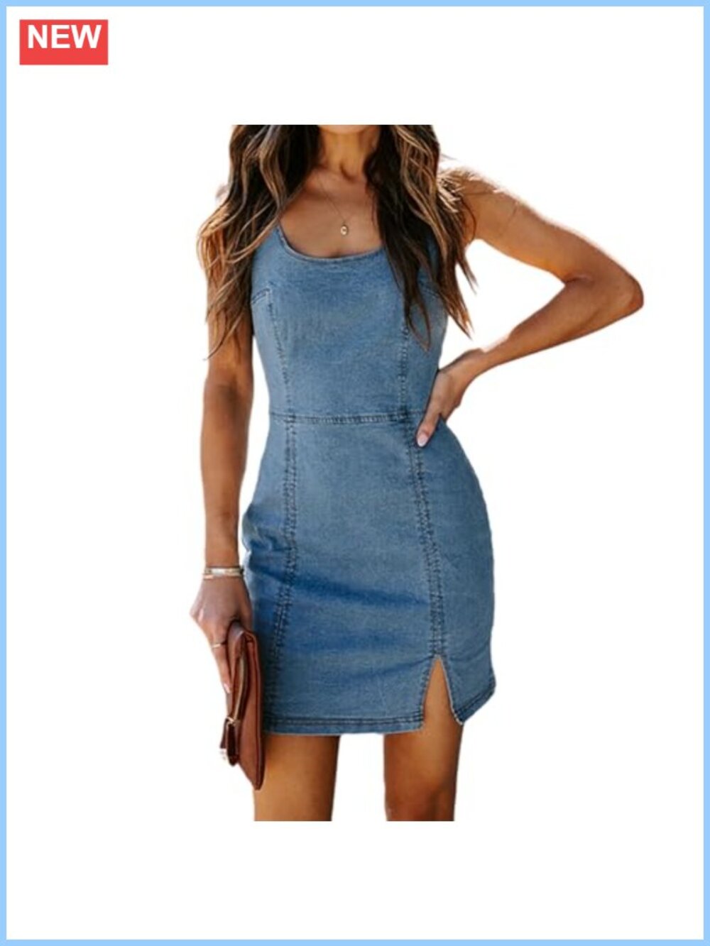 Conshvi Denim Bodycon Mini Dress Sleeveless Tube Club Party
